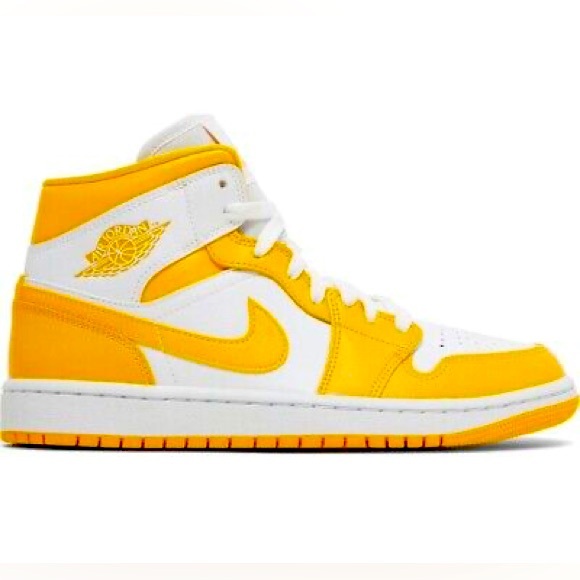 Nike Air Jordan 1 Mid White University Gold Yellow Size Women’s 8.5 New Laces - Picture 1 of 16